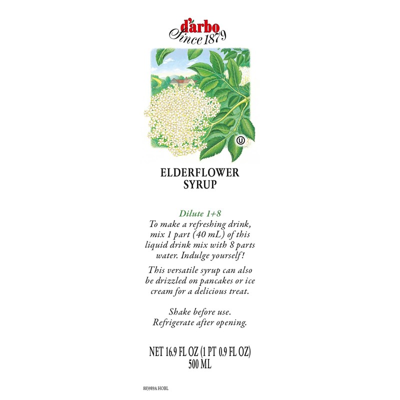 D’arbo All-Natural Elderflower Fruit Syrup, 500ml (16.9oz) | Exquisite Flavor