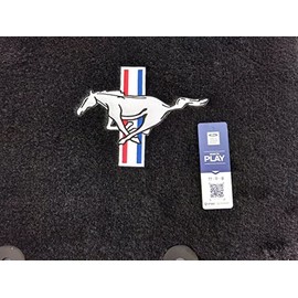 ACC Part Compatible with 1964-1968 Ford Mustang - 4 Piece Black Carpet Floor Mat Set with Pony/Tri-Bar Logos on Front Mats