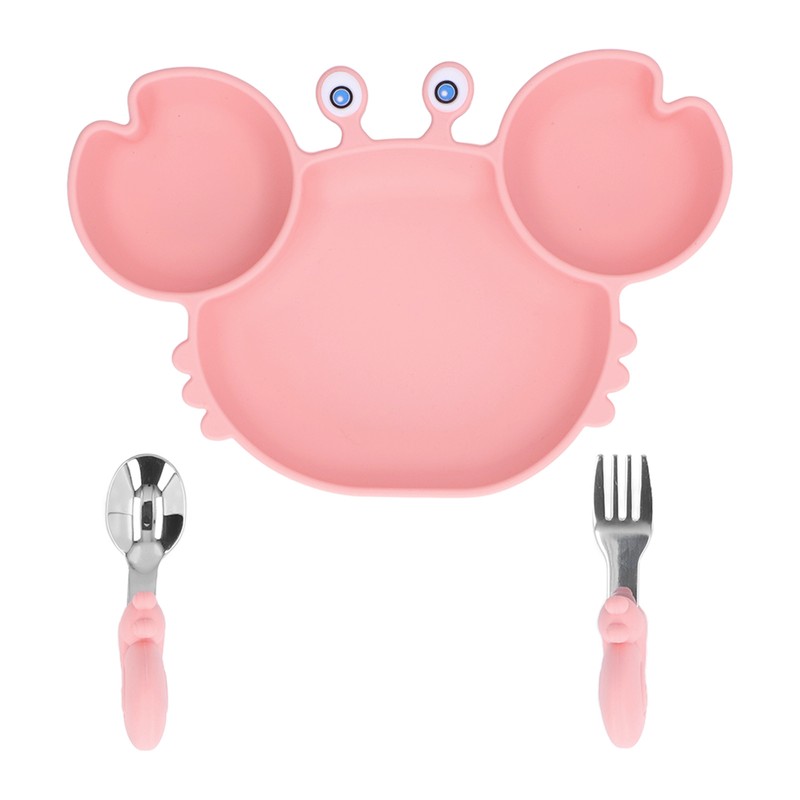 3pcs Toddler Divided Plate Set Silicone Baby Suction Plate Anti