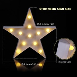 4 Pcs Star Plastic Night Light Battery Operated LED Marquee Star Sign Star Shaped Party Movie Theater Decor Room Wall Lamp for Kids Baby Child Girl Gifts, Birthday Party Christmas Home Bar (White)
