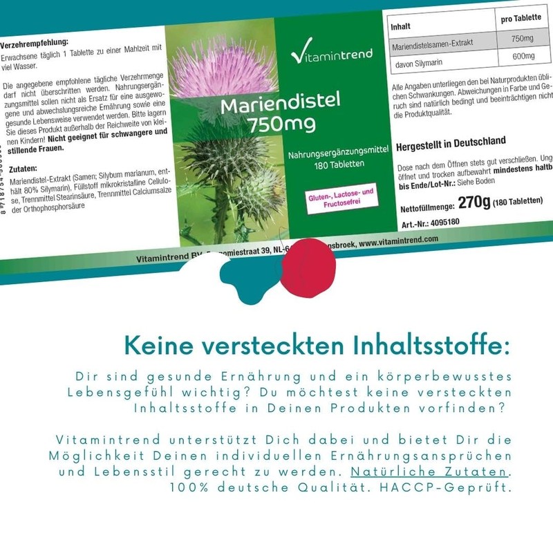 Milk Thistle Extract 750 mg - 80% Silymarin - 180