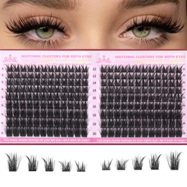Cat Eye Lash Clusters Spiky Fox Eye Eyelash Clusters 216Pcs Fairy Eyelash Extensions Natural Wispy Manga Lash Extensions 12mm-20mm Long DIY Individual Lashes at Home