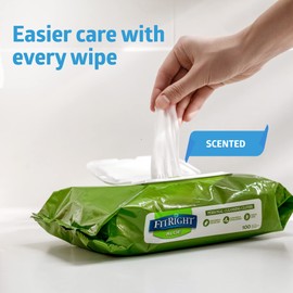Medline FitRight Aloe Personal Wipes, 8 x 10 Inches, Scented, Soft Pack with Flip Top Lid, Pack of 100