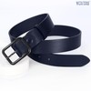 WERFORU Women Classic Navy Blue Leather Belt With Square Black