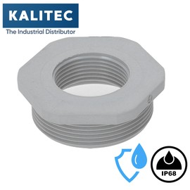 Kalitec G6402500 Reduction M40/M25 Plastic Light Grey I Reducer Cable Gland Hexagonal I M25 Female Thread I M40 Male Thread I IP68 Pack of 5