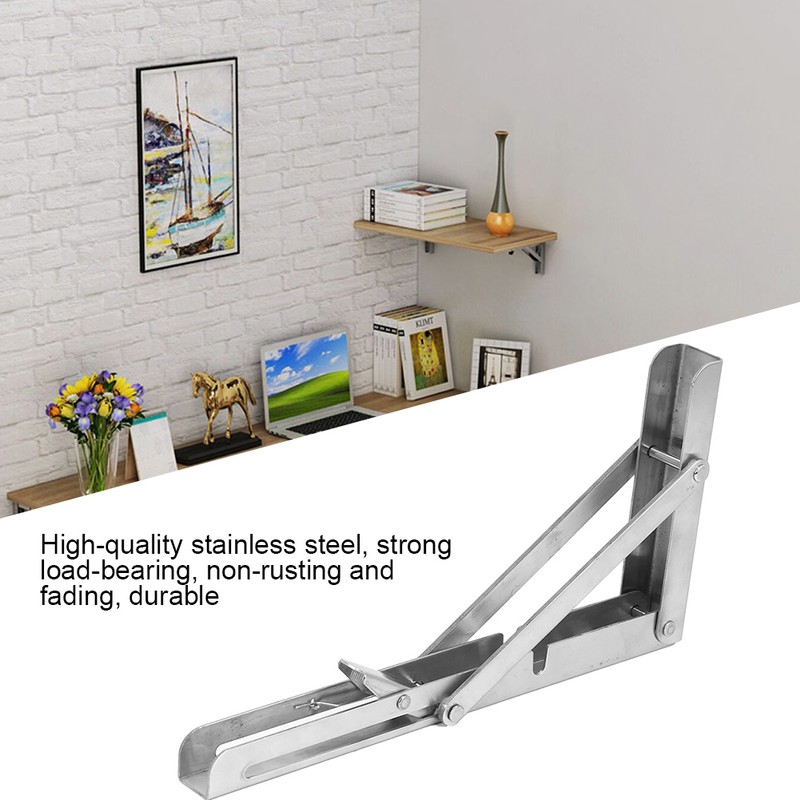 2Pcs Stainless Steel Triangular Folding Bracket Wall Shelf Support Heavy