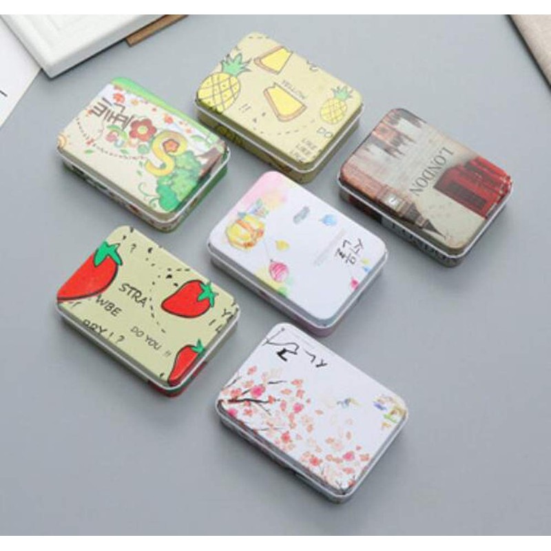 STK Mini Tin Can Storage Case with Lid for Small