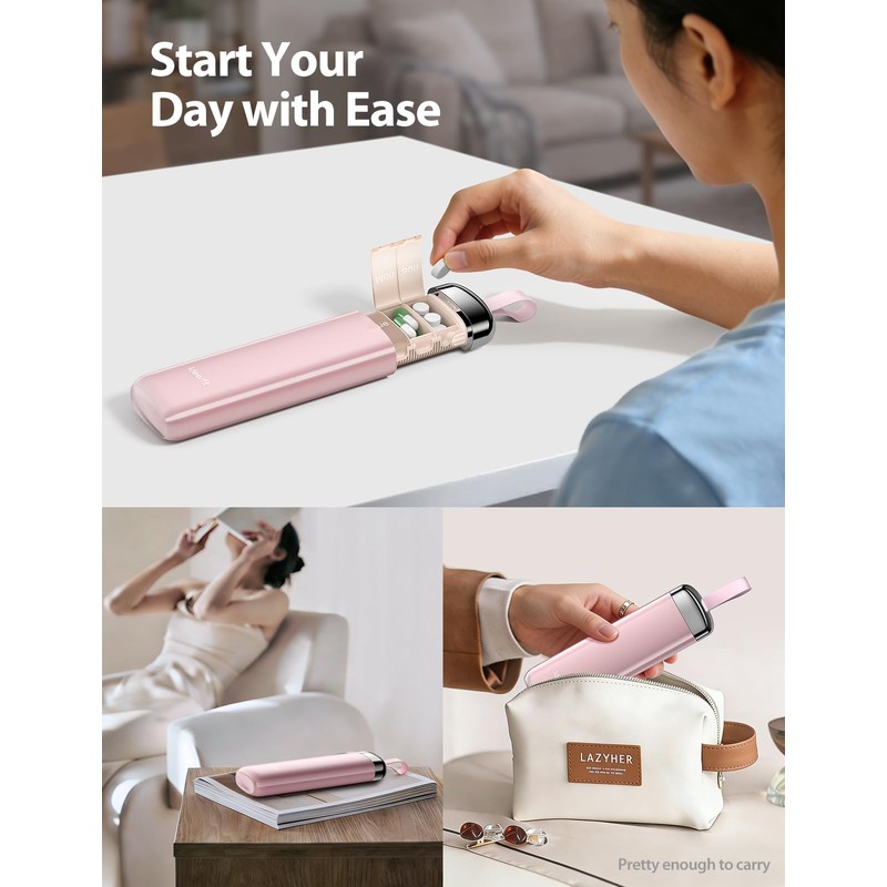 ideerfit Stylish 7-Day Pill Organizer, Compact Travel Pill Box Case