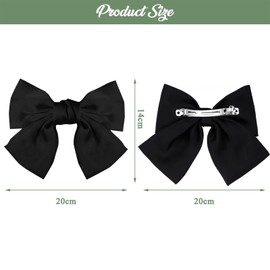 Pack of 2 Bows Hair Clips, Hair Clips Bow for Girls Women, Silky Satin Hair Bow, Hair Bows with Bow, Hair Accessories, Hair Bow Hair Clips, Hair Accessories, Black, Beige