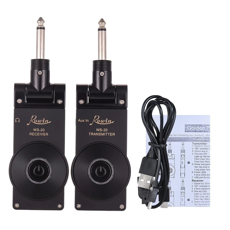 Rowin WS-20 2.4G Wireless Rechargeable Electric Guitar Transmitter Receiver Set