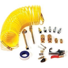 Primefit Air Compressor Accessory Kit w/ 25 Ft. Recoil Hose 20-Piece Starter Set Complete