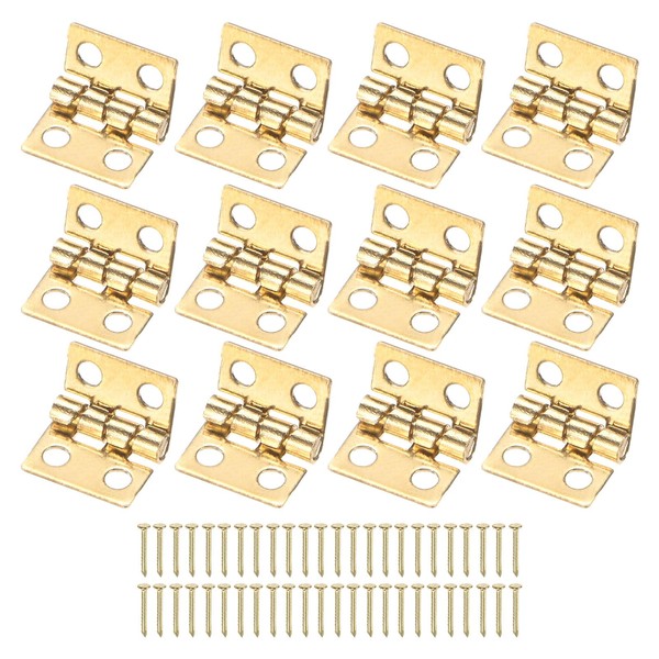 M METERXITY 100-Pack Small Door Hinges, 0.39in (10mm) Brass Interior