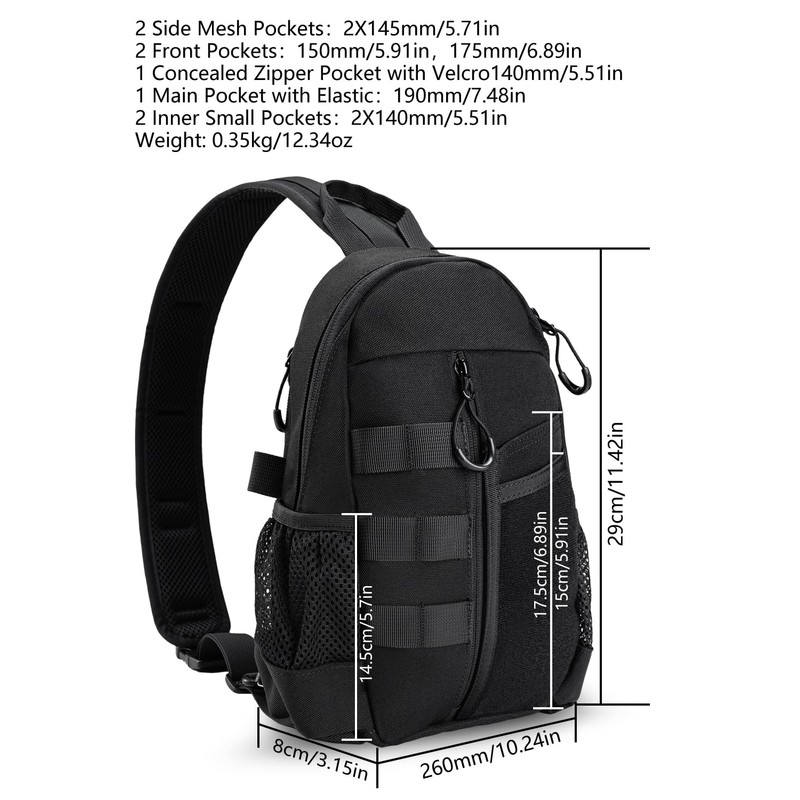 VIPERADE CHS1 EDC Chest Bag Men's Shoulder Bag, Lightweight Sling