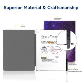 QIOFEARTH Case for Remarkable Paper Pro Tablet 11.8" (2024 Released) Lightweight and Hard Back Shell Protective Book Folio Cover,Have Auto Sleep/Wake,Pen Holder and Pen Tips Box (Starry Sky Purple)
