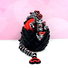 3D Printed Black and Red Heart Dragon, 12.5" Articulated Love Dragon , Fidget ADHD/Autism Toy, Executive Desk Toy, Gift for Valentine's Day D094-WRE