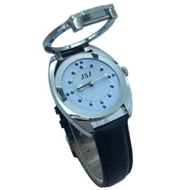 VISIONU Blind Watch Tactile Watch for Visually Impaired, Blind or Elderly Blue Dial with Leather Strap