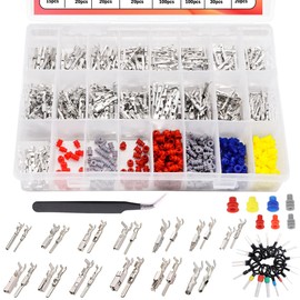 Seamaka 700Pcs 26Type Car Electrical Wire Terminal Tool kit 1/1.5/1.8/2.2/2.8/3.5mm Connector Pins Terminal Removal Male Female Crimp Pins Non-Insulated Plug