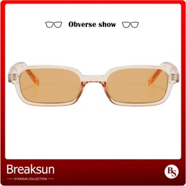 Breaksun Retro Rectangle Sunglasses for Women Men Trendy 90s Small Square Sun Glasses 2025 Designer Vintage Shades (Champagne/Champagne)