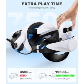 DXKK Head Strap for Meta Quest 3/3s/2 with 15000mAh Battery & Charger Dock- Extended 8H and Balanced, Double Adjustment Dials, Enhanced Comfort VR Headset Strap