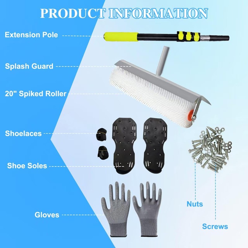 BERXOL Spike Roller for Self Leveling Cement, 20" Spiked Roller,