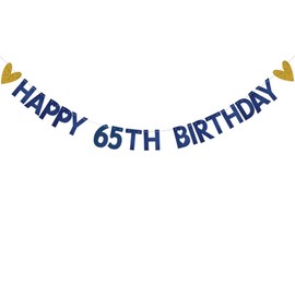 HAPPY 65TH BIRTHDAY Banner,Pre-Strung,Blue Paper Glitter Party Decorations for 65 Years Old 65TH Birthday Party Supplies Letters Blue ZHAOFEIHN