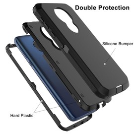 Tiflook for Moto G7 Power/Moto G7 Supra/G7 Optimo Maxx Case,Shockproof Armor Drop Protection Heavy Duty Rugged Bumper Hard Plastic & Shock Absorption Rubber Hybrid Cover Case[Black]