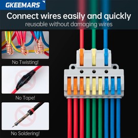 GKEEMARS 8 Pcs Electrical Wire Connectors, Compact Wire Splice Connectors Quick Terminal Blocks (3 in 9 Out)