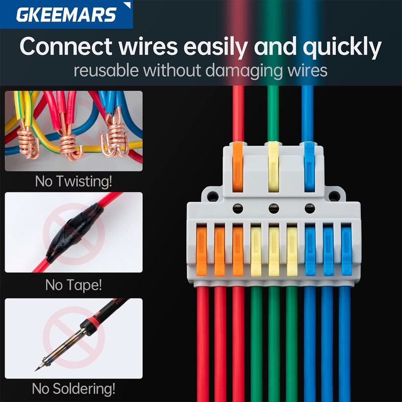 GKEEMARS 8 Pcs Electrical Wire Connectors, Compact Wire Splice Connectors
