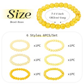 Spritewelry 6pcs 8mm Stretch Beaded Bracelet for Women Men Glass Round Stackable Stretch Bracelet Boho Elastic Bracelets Sets Multicolor Crystal Beads Elastic Bracelet