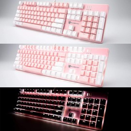 Qisan Mechanical Gaming Keyboard Full Size 104 Keys US Layout Wired Keyboard Blue Switch Backlit Keyboard for Gaming Accessories | Ergonomic Keyboard | USB Keyboard | Gaming Gifts