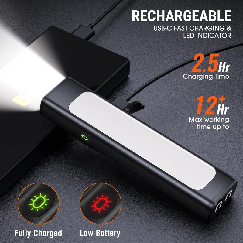 Spriak EDC Flat Flashlight Rechargeable, 1200 Lumens USB-C Pocket Flashlight