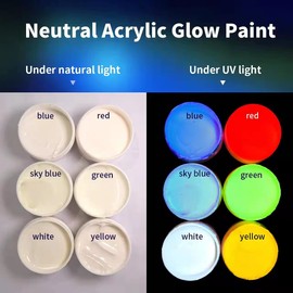 MizoArt SIX Color Invisible UV Paint Set For Indoor/Outdoor Use or Invisible UV Black light Paint Set1oz /pots