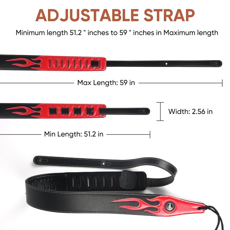 YUEKO Cool Lightning Pattern Flame Guitar Strap for Electric Guitar