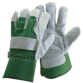 FZTEY Thorn Proof Gardening Safety Work Protective Leather Gloves Men & Women Rigger Washable Gripper (M, Green, 1)
