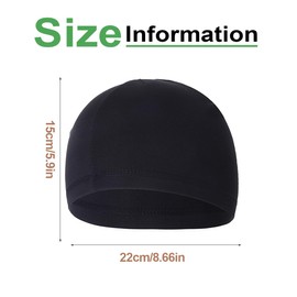 VAEIORP 2 Pieces Cycling Hat Under Helmet Lightweight Thin Cotton Hat for Men and Women Perfect as a Sleep Cap Running Hat Skull Cap or Chemo Headpiece, black