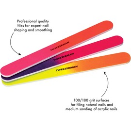 Juego de Limas para uñas de Tweezerman, de color Neón. Paquete de 3 unidades surtidas.
