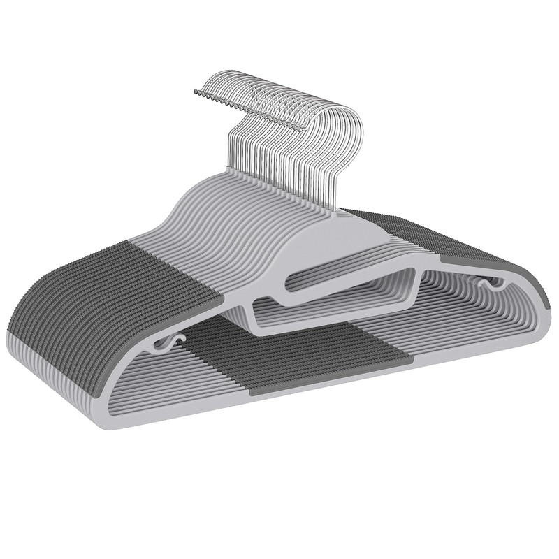 BAGAIL Plastic Hangers 50 Pack with Non-Slip Design,0.2 Inches Thick,