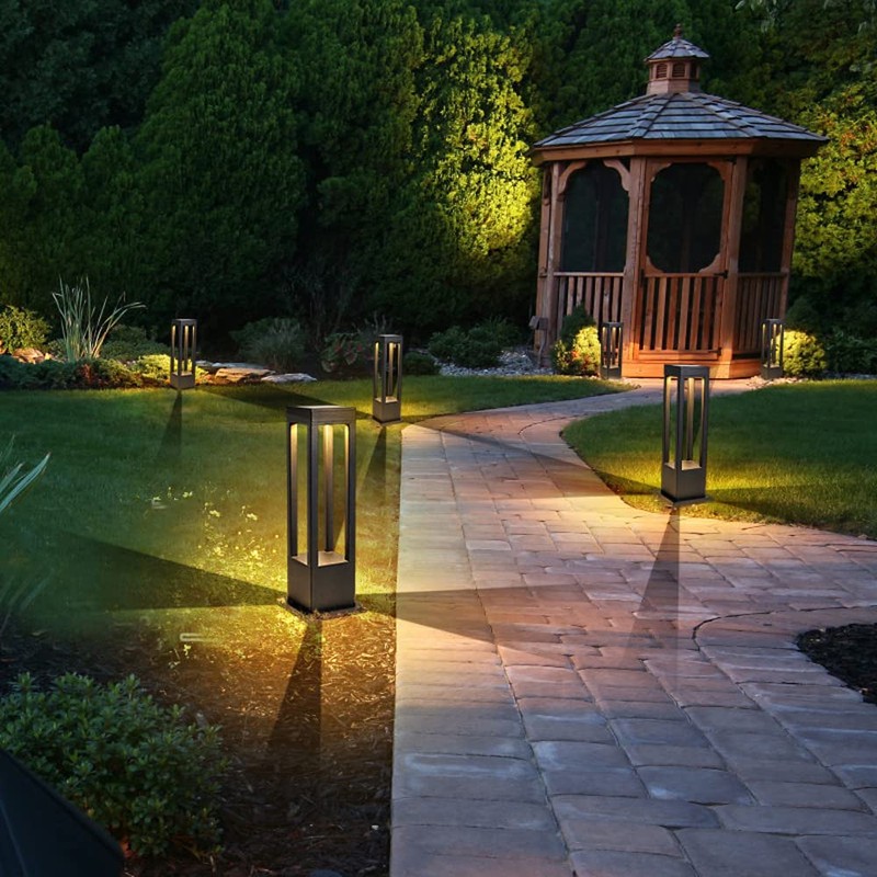 SLAWA Outdoor LED Post Light 23.62" Black Square Exterior Lawn