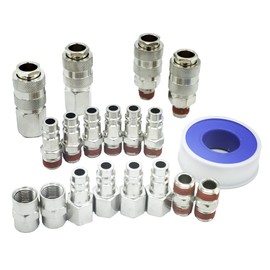 YOTOO 19pcs 1/4" BSP Air Line Connectors Euro Hose Compressor Fitting Metal Quick Connectors Air Coupler and Plug Set