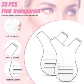 30 Herramientas de Levantamiento de Pestañas Y Peine Cepillo de Permanente de Pestañas en Forma de Y Cepillo para Levantar de Pestañas para Injertos de Silicona (Rosa, Transparente)