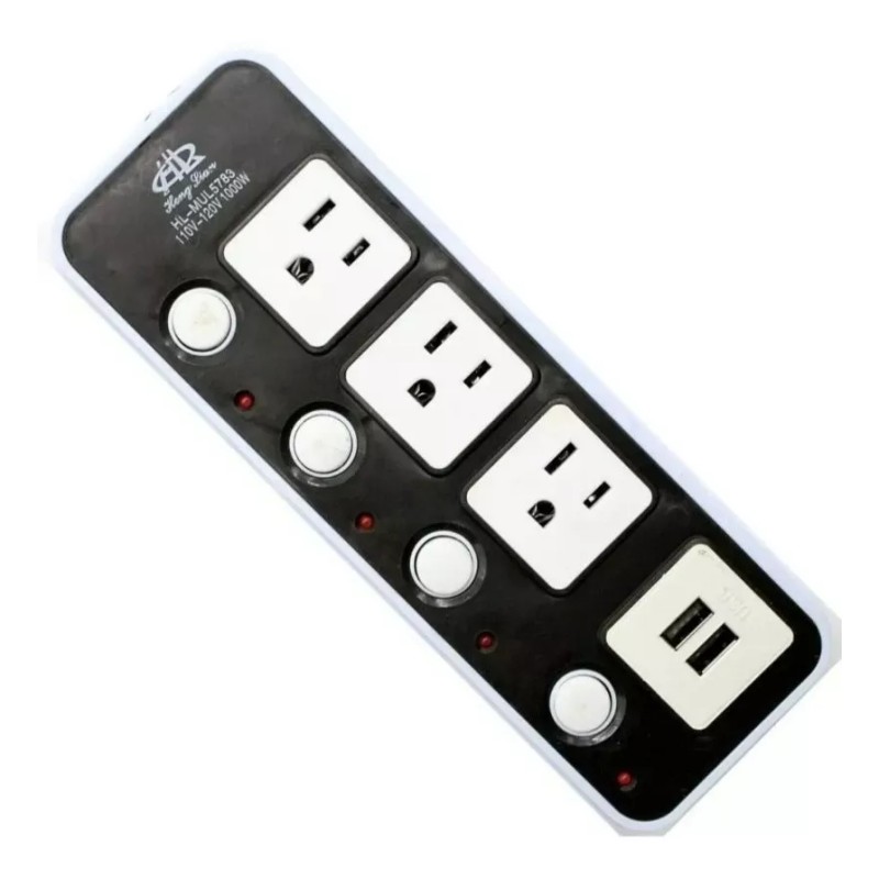 yuqing.fc Barra Multicontacto Extencion 3 Enchufes Interruptor Con Usb