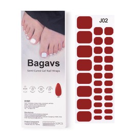 Bagavs Strisce Adesive Unghie Gel UV Piedi 32 PCS Rosso Pedicure Semi Indurite Effetto Gel Lucido