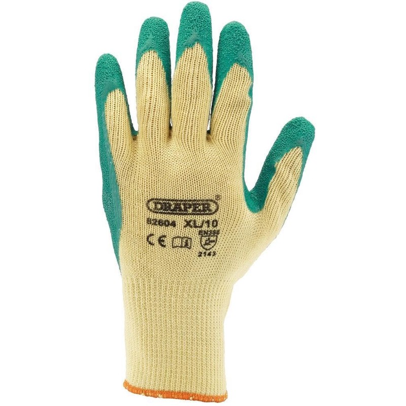 Draper 82604 Heavy Duty Latex Coated Work Gloves, Extra Large,