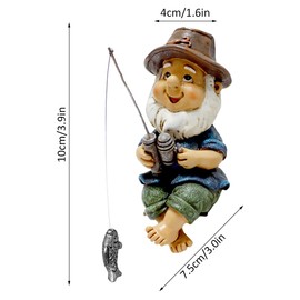 GWCYMYD Garden Gnome Statue, Waterproof Small Fishing Gnome, Resin Garden Gnomes Ornaments Art Decoration Present for Indoor Outdoor Patio Yard Lawn Porch