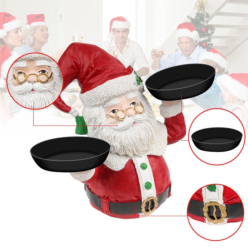 Christmas Snowman Treats Holder Santa Holding Tray Fruit Bowl Rack