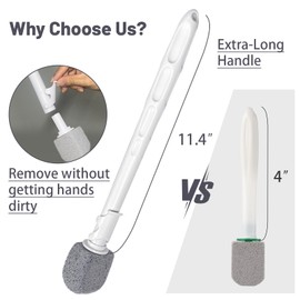 Upgrade Pumice Stone Toilet Bowl Cleaner,Bathroom Cleaner Brush Toilet Wand Refills with 30CM Long Handle for Remove Hard Water Stains with 1 Wand+ Pumice Stones (5 Pack)