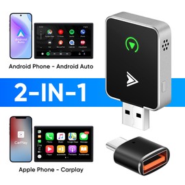 Upgraded Wireless CarPlay Adapter, 2-in-1 Mini Size CarPlay & Android Auto Adapter, Convert Wired to Wireless with USB & USB-C/Type-C, Plug & Play, Stable Control & No Delay, with Android
