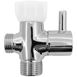 7/8 Fill Valve 3-Way T Chromed Brass Adapter for Bidet with ON/OFF Switch, 7/8 x 7/8 x 1/2 Threads