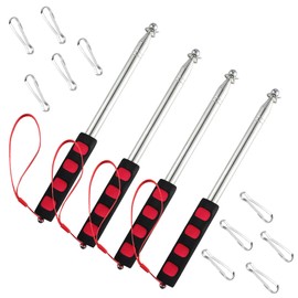 Shinkito 4 PCS 6.5Ft Telescopic Handheld Flagpoles with Clips Portable Telescopic Banner Flag Pole Telescopic Teacher Pointer Tour Guide Flag Pole for Festival Tour Guides Teachers (Red)