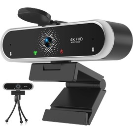 NIVEOLI Cámara Web 4K con micrófono y Cubierta de privacidad para PC/portátil, cámara USB Plug & Play con corrección automática de luz para videollamadas, transmisión en Vivo de Juegos y reuniones en